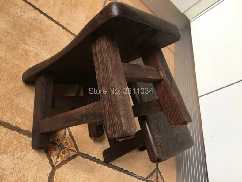 Asian Traditional Furniture - Vintage Japanese Chicken-Wingwood Stool | Portable Low Wood Stool for Living Room image 4