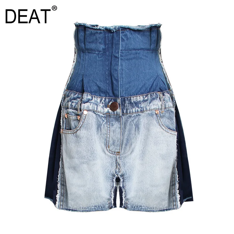 

[DEAT] 2019 New Spring Summer High Waist Hit Color Personality Tassels Loose Wide Leg Jeans Women Trousers Fashion Tide JR84