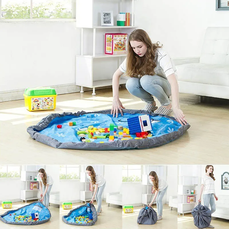 

1Pcs Children's Toys Mat Fast Finishing Bags Oxford Baby Toys Pouch Round Shaped Folding Sundries Organizer