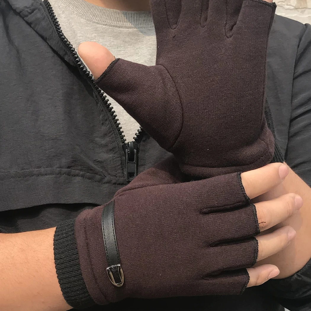 

Unisex Couple Winter Gloves Women Men Fleece Warm Half Finger Gloves Stretch Fingerless Mittens Outdoor Bicycle Driving Gloves