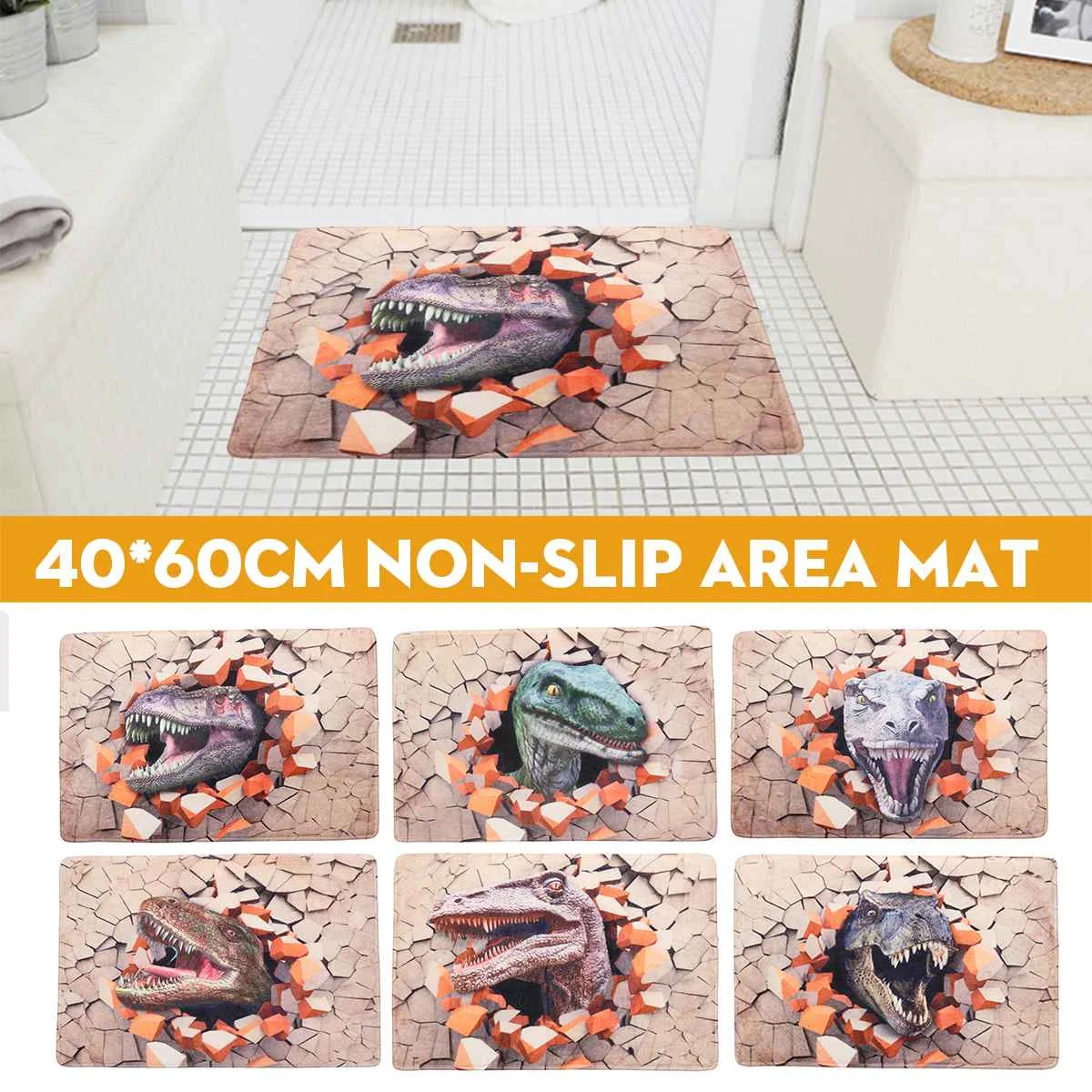 

Kitchen Mat 60x40cm 3D Animal Dinosaur Printed Bathroom Non-Slip Mat Home Carpets for Living Room Rugs Doormat Entrance Pad Mat