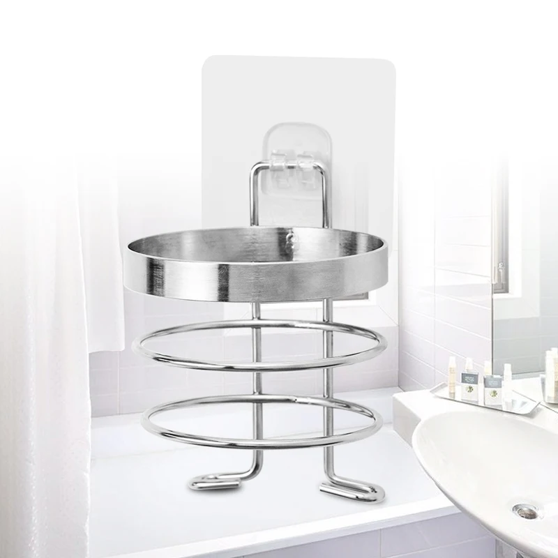  ORZ Hair Dryer Holder with Hook Wall Mounted Bathroom Organizer Shelf Washroom Storage Rack Hair Bl