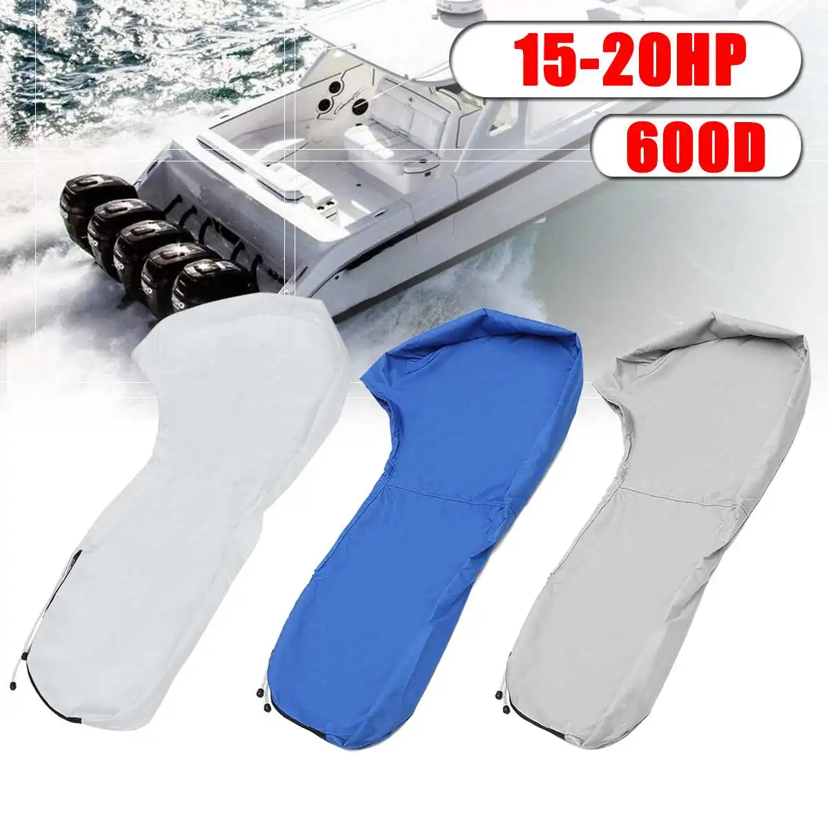 

600D Boat Full Outboard Engine Cover Engine Motor Covers Protector For 15-20HP Waterproof
