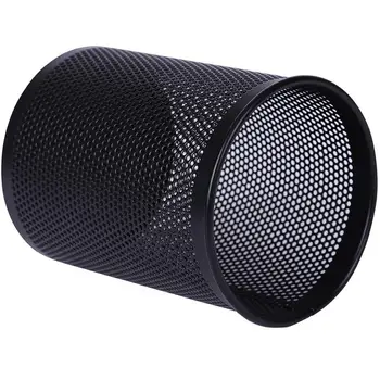 

High Quality Dense Metal Mesh Round Office Organizer Round Cosmetic Pencil Pen Holders Stationery Container Desk Storage