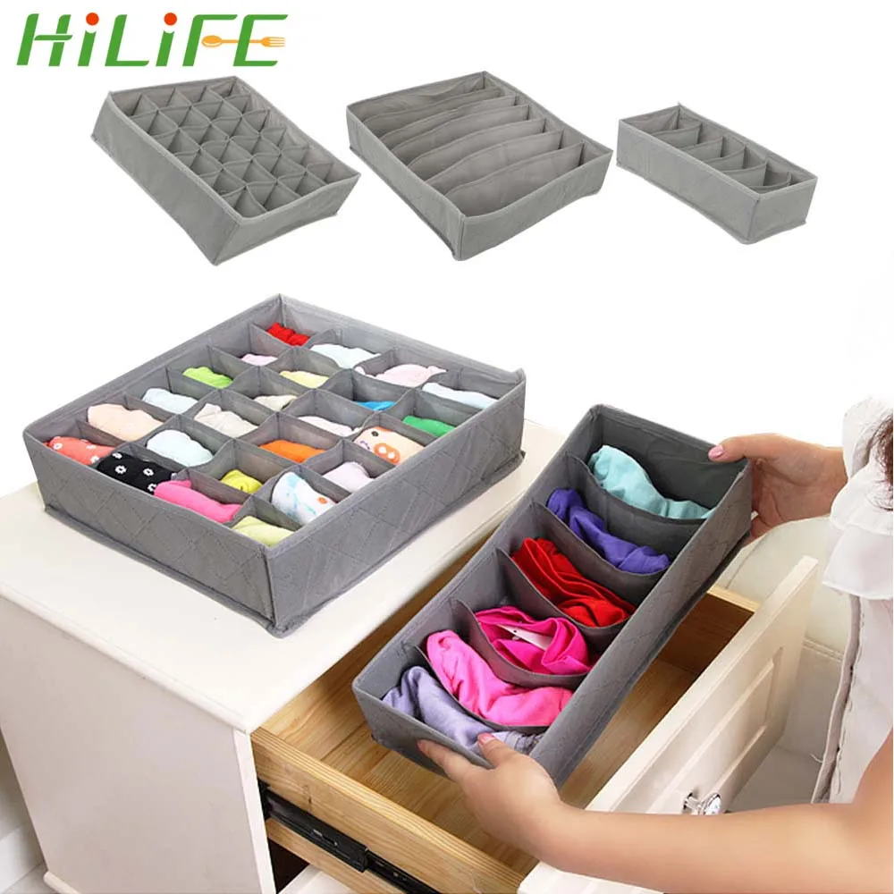 HILIFE 3 قطعة/المجموعة تخزين صناديق للعلاقات وشاح الجوارب درج خزانات ملابس مربع الملابس الداخلية الصدرية السراويل مقسم المنظم