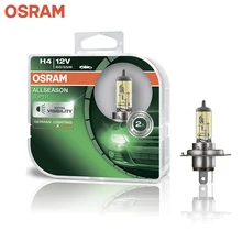Галогеновая лампа головного света OSRAM ALLSEASON H4 цвет желтый 12В 55Вт 3000K(2 шт