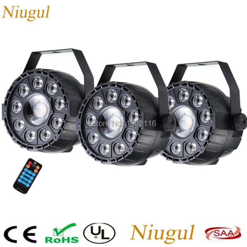 

3pcs/lot Remote Control 9+1 Mini LED Par Light RGB+UV Effect LED Stage Lighting,DMX512 Sound Activated Disco Home Party Lights