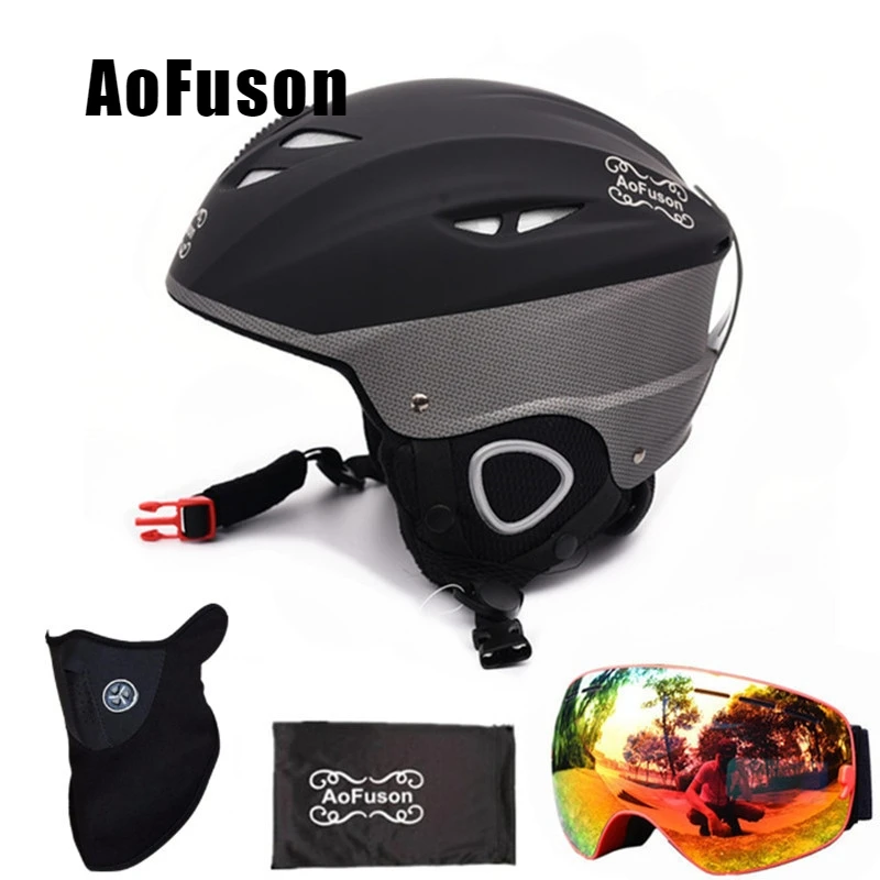

Snowboard Ski Helmet with Anti-fog Ski Goggle Integrally-molded Breathable Helmet Double Layers Anti-fog Big Vision Ski Glasses