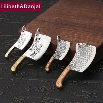 

2018 Scrub Pendant 100% Real 925 Sterling silver Jewelry Men Women Creative kitchen knife Necklace Pendant Christmas Gift P85