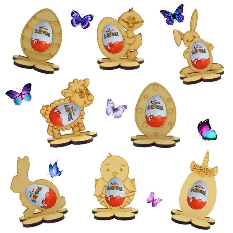 

Easter Egg Frame DIY Wooden Chocolate Display Stand Bunny Chicken Shape Festival Decoration Stand Children's DIY Toy Gift
