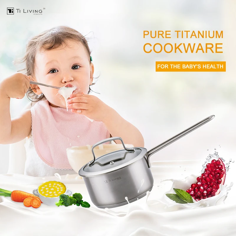 

Pure Titanium Non-stick Pot Without Coating Milk Pan Single Handle Mini Hot Boiled Noodle Small Steamer Suitable No Heavy Metal