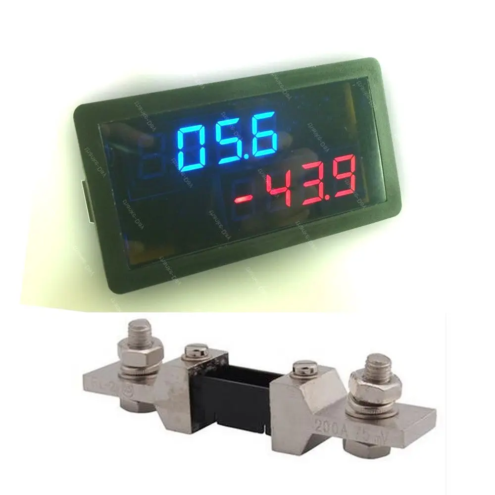 DC Combo Meter 20V Voltmeter 200A Ammeter Bidirectional Current METER Charge Discharge Battery Monitor + shunt 12V 24V CAR | Электроника