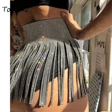 Летняя новая модель сексуальная более Алмазная повязная юбка с блестками и кисточками Клубная одежда для вечеринок женская юбка