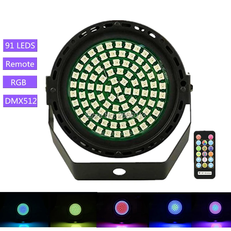 

LED Par Light With IR Wireless Control 91 Leds RGB Color Strobe Lighting DMX512 Sound Activated Flash For Atmosphere of Disco DJ
