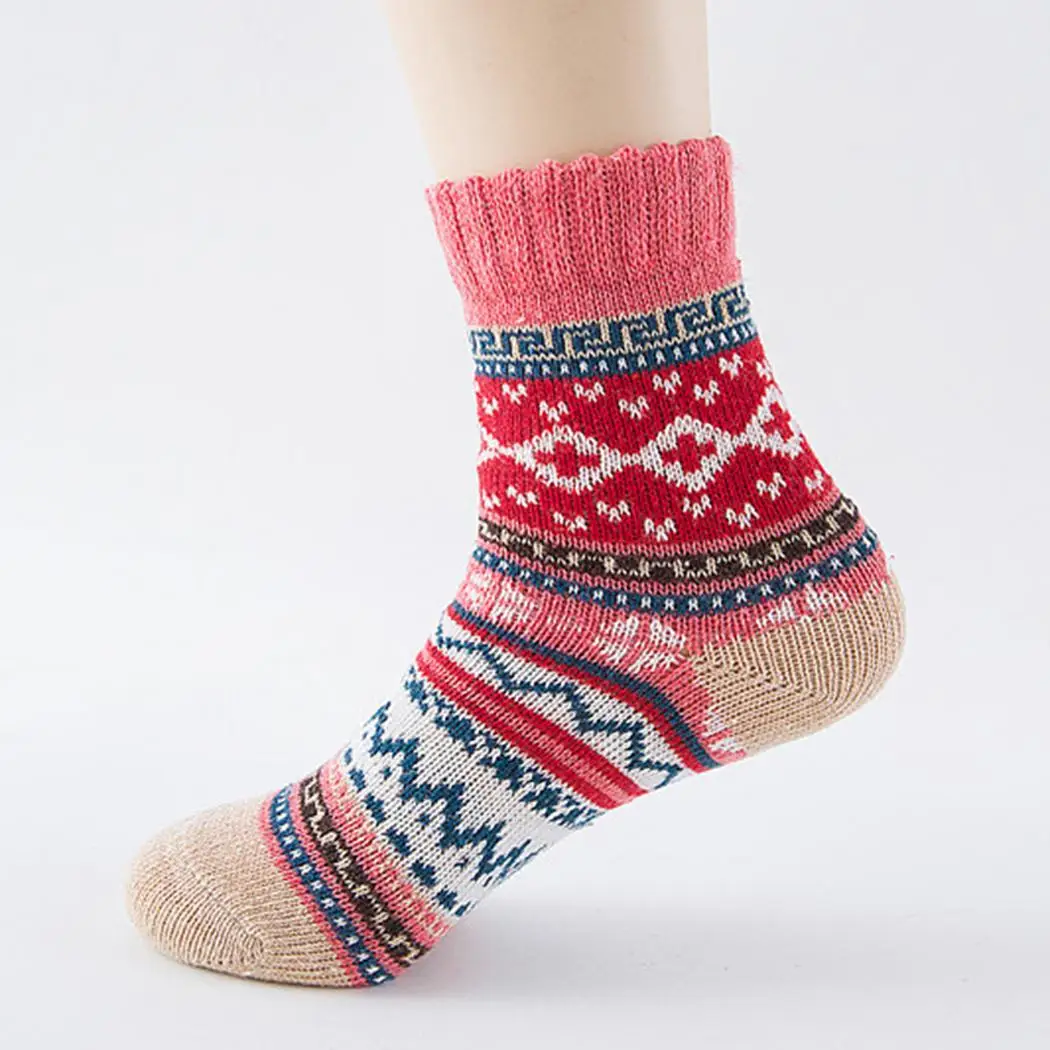 

Women Ethnic Style Warm Soft Thick Pack (10 Pairs) Wool 23-25cm/9.05-9.84inch Socks Winter