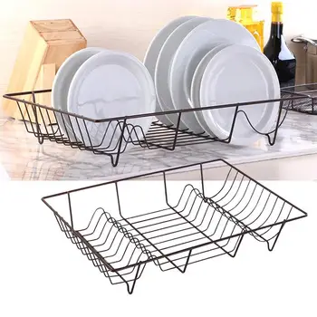

Dish Drainer with Drip Tray Sink Rack With Cutlery Basket Iron Art Storage Single Layer Water Filter Kitchen Dish Storage
