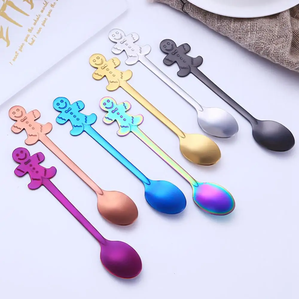 

4 pcs/set Christmas Coffee Spoons Stainless Steel Coffee Spoon For Kid Drinking Tea Spoon Christmas Tableware Set