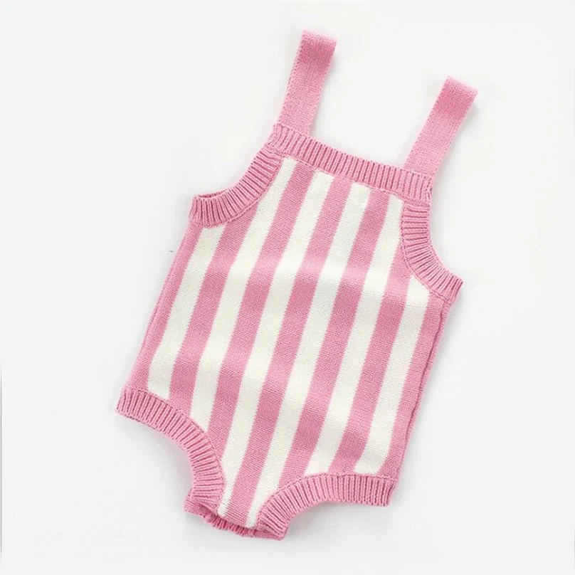 

Retro stripe suspender romper baby boy/girls cotton knitted jumpsuit newborn baby overalls children pajamas princess onesies