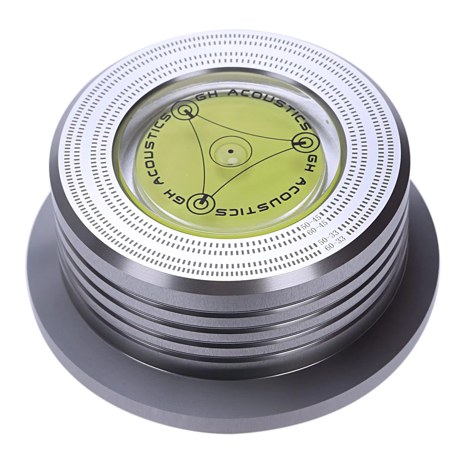Comprar Universal 50 60Hz Lp disco de vinilo de grabación de Audio estabilizador de mesa giratoria abrazadera de peso de aluminio con burbuja de velocidad de prueba (Plata)