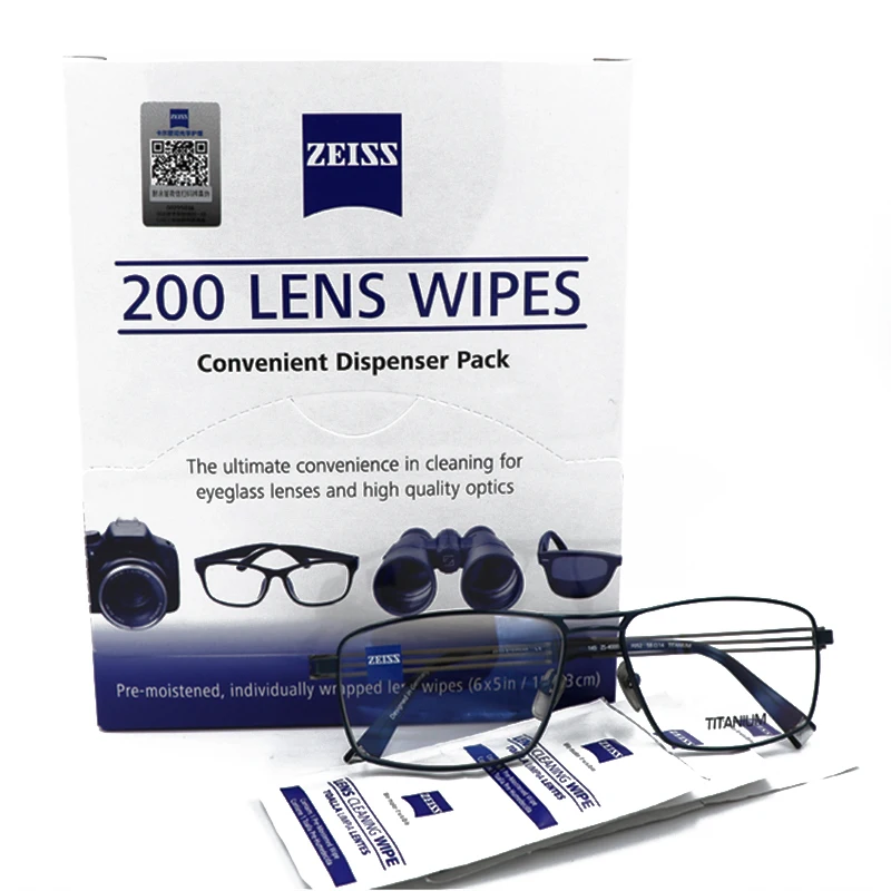 200 шт Zeiss предварительно смоченной салфетка для протирки очков линзы ЖК-дисплей компьютер действий мини очиститель для камеры очистители экрана-SGS проверено