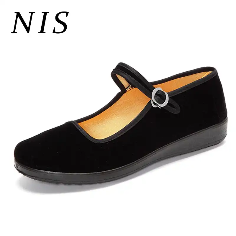black chinese mary jane shoes