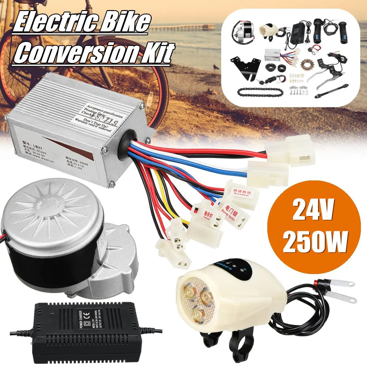 

24V 250W Motor Controller Electric Bike Conversion Kit Lead-acid Battery Charger Speed Control Switch for 22-28 Inch Bicycle