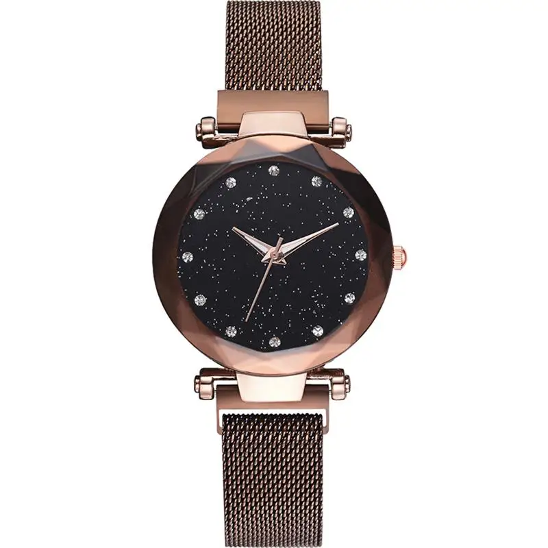 

Drop Shipping Watch Women Casual Multiple Colour Romantic Starry Sky Wrist Watch Steel Mesh Belt Rhinestone Women Clock