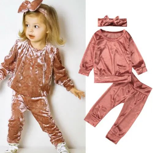 Bébé Garçons Filles coton à manches longues Body Tops Velours Pantalon Tenues
