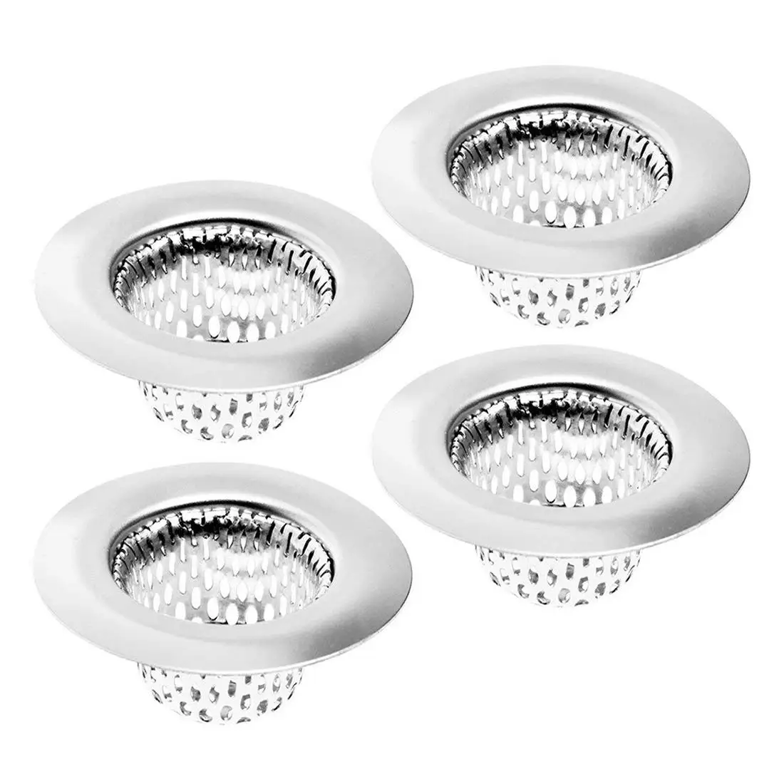 LICG-4 Pack - 2.25 Inch Top / 1 Inch Basket, Stainless Steel Bathroom Sink, Utility, Slop, Kitchen And Lavatory Sink Drain Str