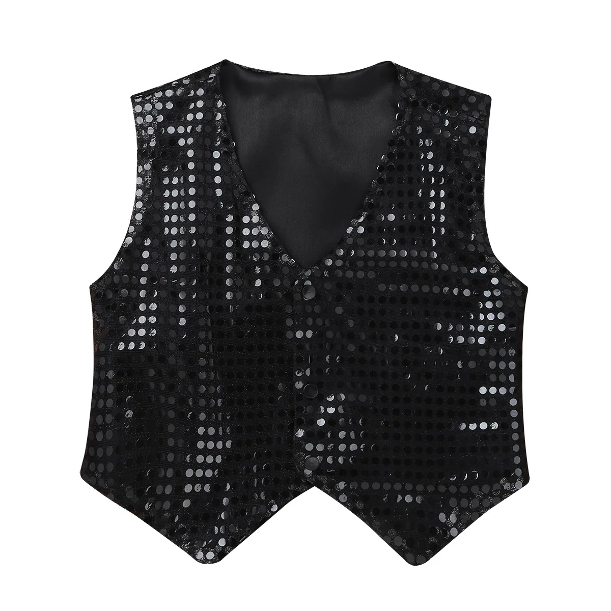 Boys Glittery Sequined Vest Girls Dancewear Hip Hop Dance Costumes Kids ...