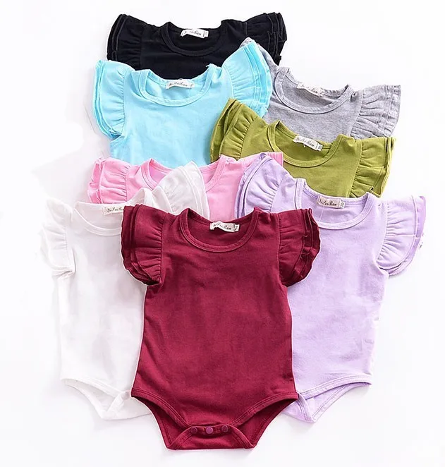 

Baby Girl Clothes Pure Cotton Jumpsuit Multicolor Small Flying Sleeves Rompers Newborn Infant Toddler Summer Clothing