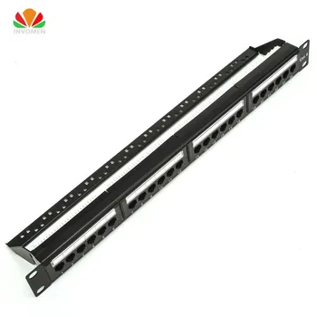19in 1U Cabinet Rack UTP 24 Port CAT6 Patch Panel RJ45 Network Cable Adapter Unshielded Modular Keystone Jack Distribution Frame 1