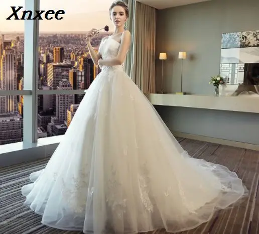 Xnxee Модные Винтажные белые платья с длинным шлейфом Vestidos de Noivas размера плюс шикарные свадебные платья Xnxee