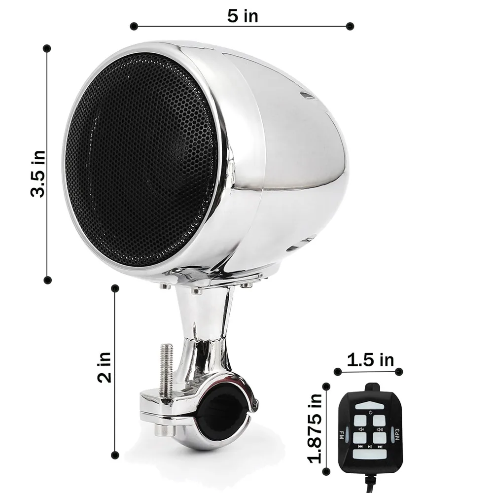 Высокая производительность 4 дюйма Водонепроницаемый Мотоцикл ATV bluetooth динамик с 300 Вт Встроенный d-класс усилитель хром для Harley