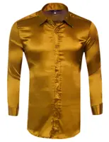 Роскошная мужская рубашка стильная повседневная однотонная винтажная рубашка обтягивающий официальный топ с длинными рукавами офисная