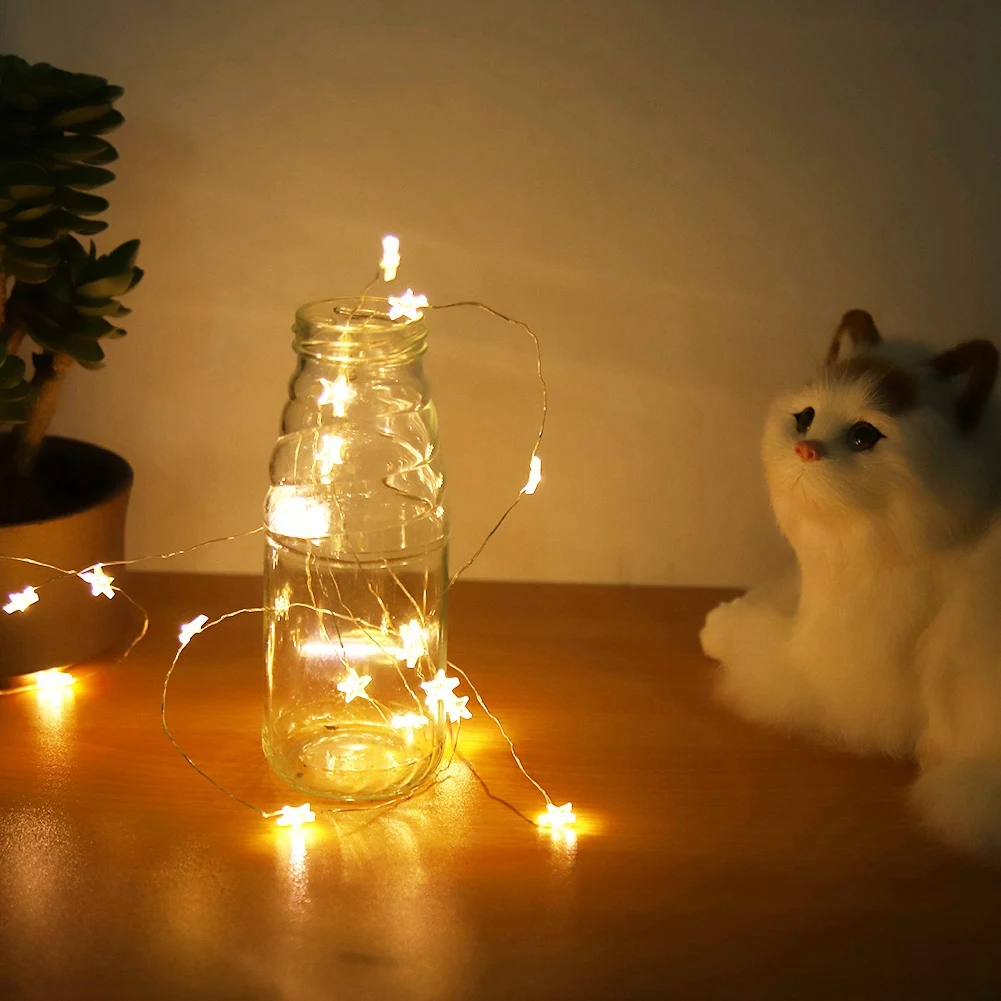 

2.2m 20 LED Pentagram Style LED Light String for Home Holiday Christmas Lighting Decoration Warm White Lamp led string lights