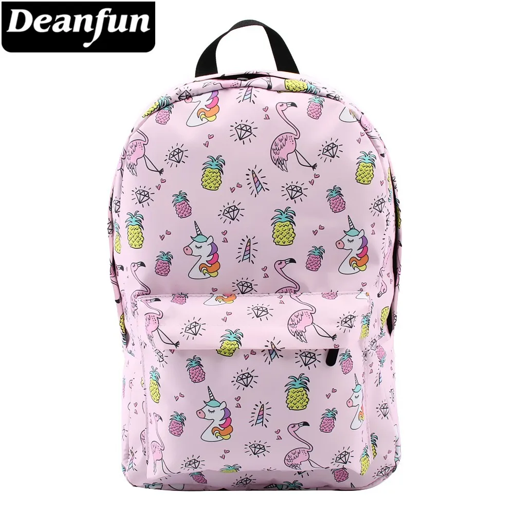 Цена Deanfun рюкзак для девочек Единорог водостойкий Фламинго ромбовидный узор рюкзаки Подростковая школьная сумка 80043