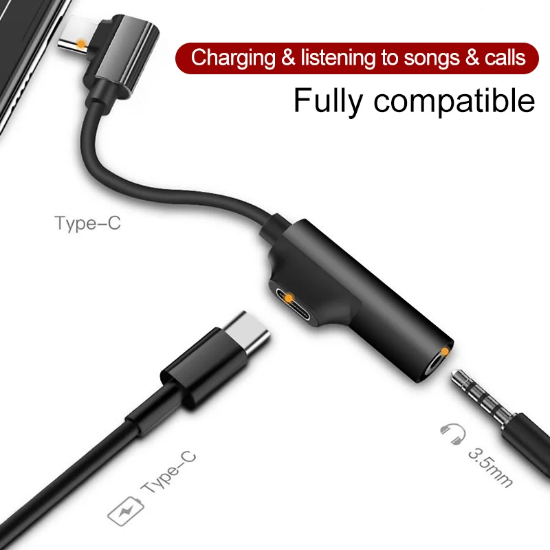 

Type C Adapter Audio Charging 2 in 1 Type-C Male to 3.5 mm Female Headphone Jack Aux Charging Converter For A1 Huawei P20 Lite