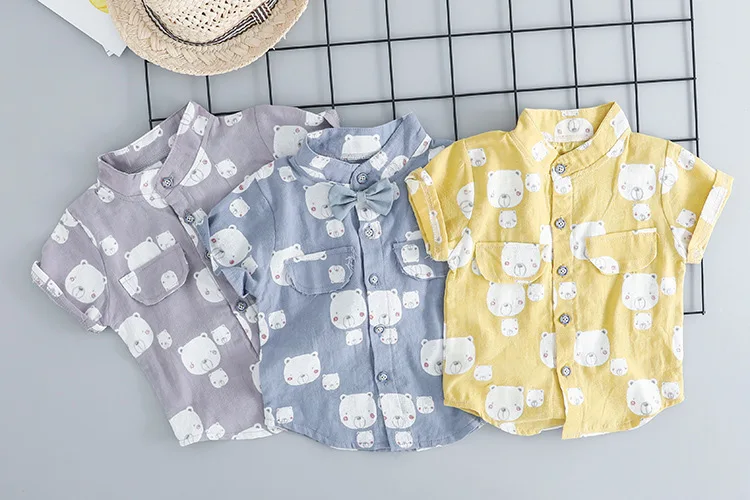 Summer Baby Boy Fashion Clothes Infant Cartoon Bear Pattern T Shirt Shorts Bib Pants 2pcs/sets Kids Garment Children Sport Suits