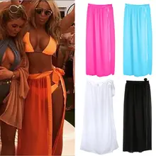 Hirigin Для женщин купальный костюм из шифона комплект бикини накидка для пляжа макси Обёрточная бумага юбка, саронг