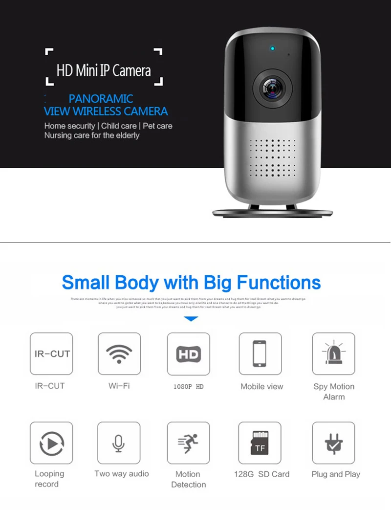 

1080P HD Wireless WIFI 185 Degree Panoramic Night Vision Panoramic Home IP Camera Mobile Phone APP Remotely Surveillance Camera