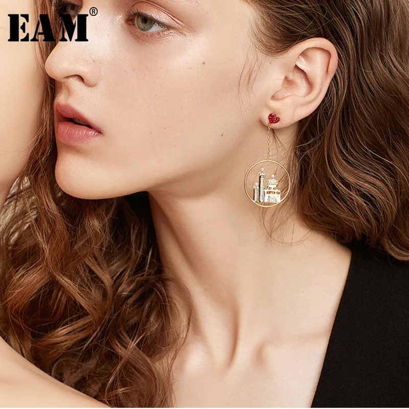 

WKOUD EAM Jewelry / 2019 New Fashion Metal Korean Personality Heart Shape Chain Trendy Earring Women's Accessories S#A03908