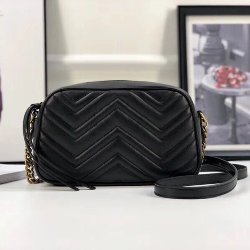 

Women real leather shoulder bag Luxury handbags brand designer purse crossbody bag feminina marmont chain messenger bags soho