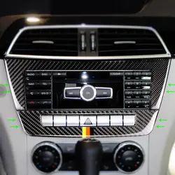 Автомобиль углеродного волокна центральной консоли панель кондиционирования воздуха рамка декор отделка для Mercedes Benz C Class W204 2010 2011 2012 2013