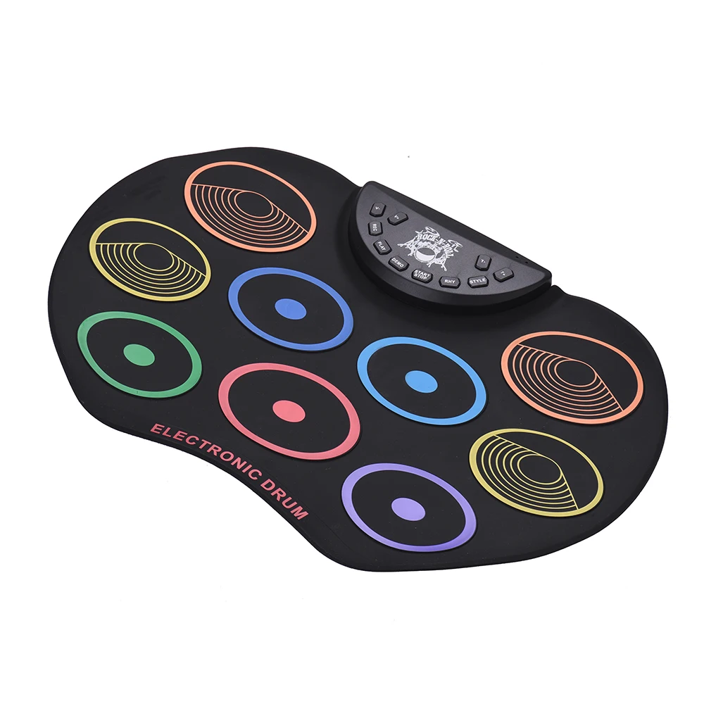

Compact Size Roll-Up Drum Set Electronic Drum Kit 9 Silicon Drum Pads USB/Battery Powered with Drumsticks Foot Pedals