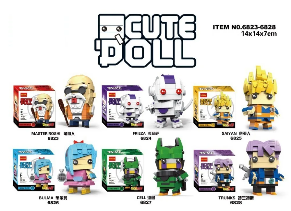 DECOOL милая кукла версия фигурка Brickheadz строительные блоки игрушки для детей мини