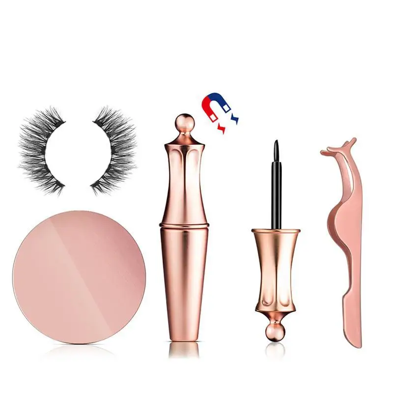 

5 Magnets Magnetic False Eyelash Set New Black Waterproof Natural 3D Magnetic Eyelashes with Eyeliner Lash Make Up for Beauty