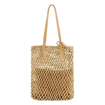 

2pcs/set Clutch Hollow Shoulder Handbags Women Beach Woven Top-handle Bags