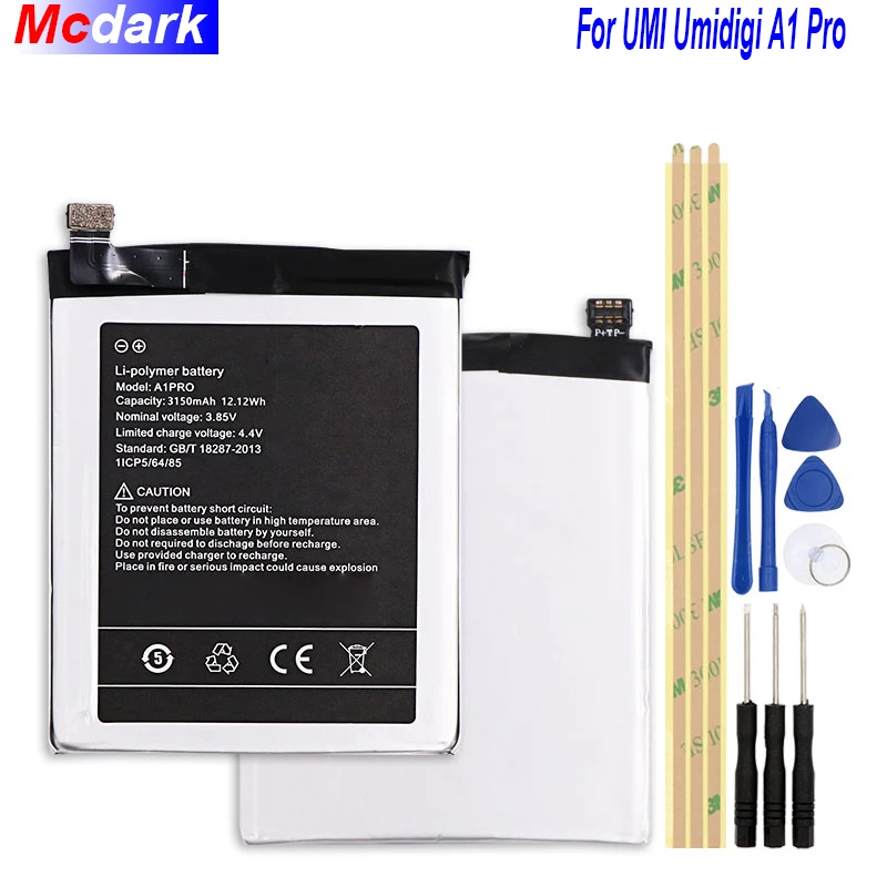 

Mcdark 3150mAh High Quality Battery For UMI Umidigi A1 Pro Batterie Bateria Accumulator AKKU ACCU PIL Mobile Phone with Tools