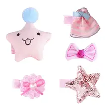 5 шт. заколки для волос Красочные тканевые художественные Мультяшные милые боковые заколки для волос головной убор для девочек Дети